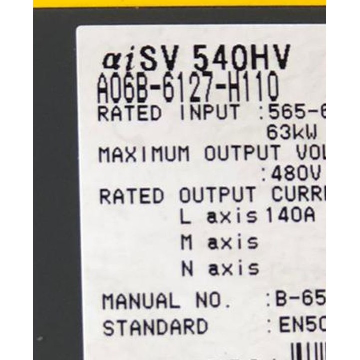 Variateur FANUC aiSV 540HV A06B-6127-H110