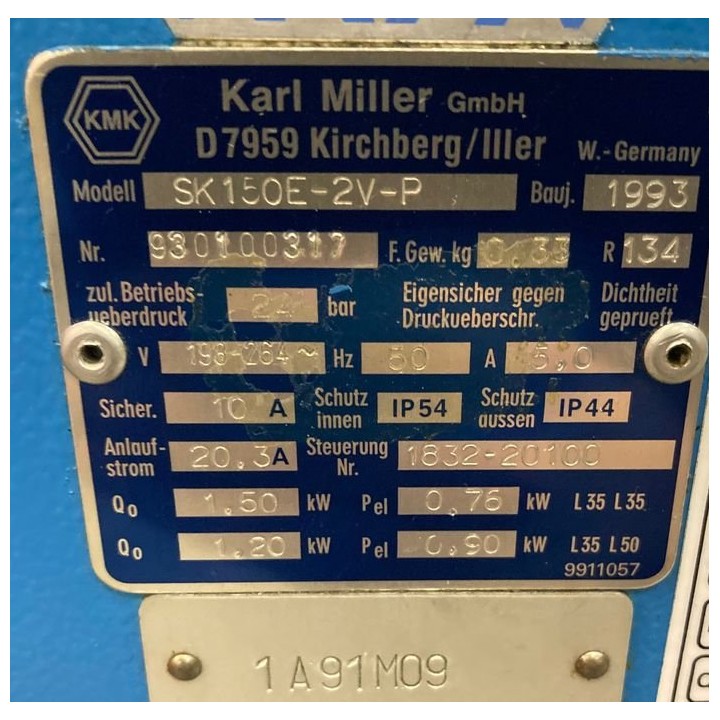 BKW SK150E-2V-P cooling unit for PFAUTER