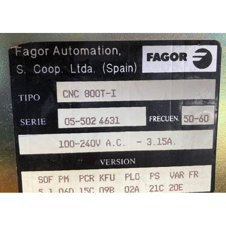 Commande numérique FAGOR CNC 800T-I