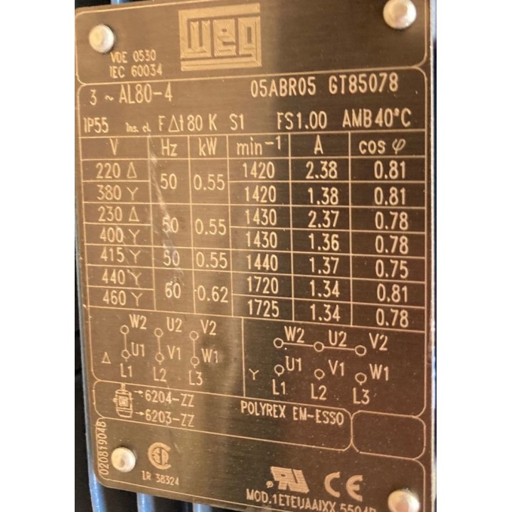 Moteur WEG AL80-4 0.55kW
