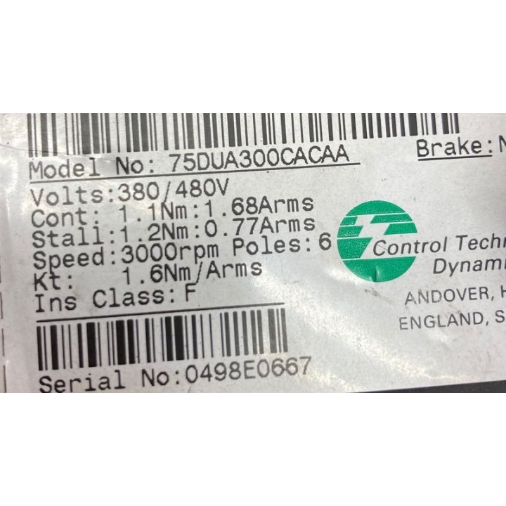 Moteur CONTROL TECHNIQUES 75DUA300CACAA