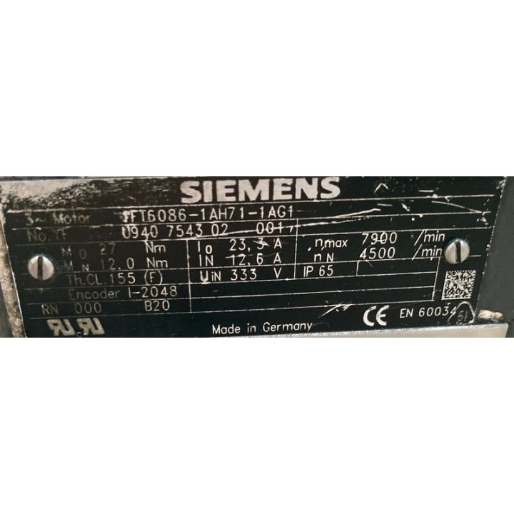 Moteur BRUSHLESS SIEMENS 1FT6086-1AH71-1AG1