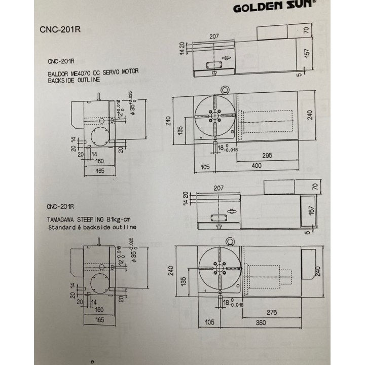 GOLDEN SUN CNC-201R rotary table