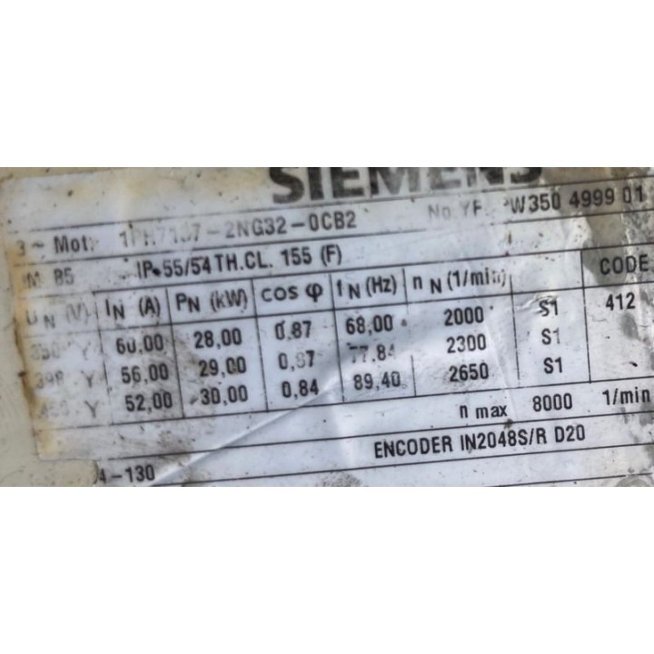 Moteur de broche SIEMENS 1PH7137-2NG32-0CB2