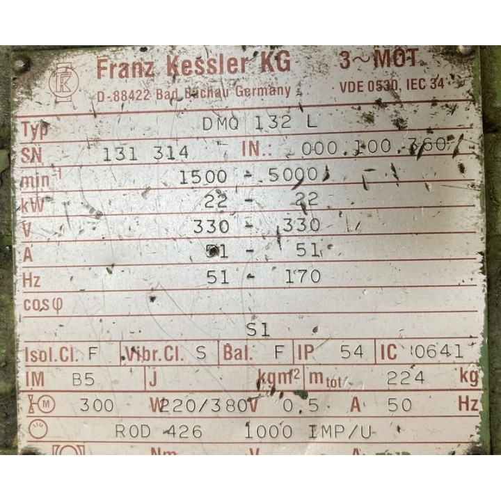 Moteur de broche FRANZ KESSLER DMQ 132 L