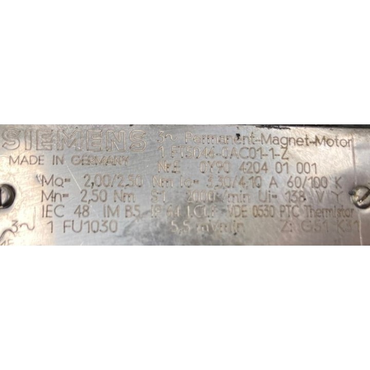 Moteur axe SIEMENS 1FT5046-0AC01-1-Z G51 H31 avec codeur ROD 426 2000 01-03
