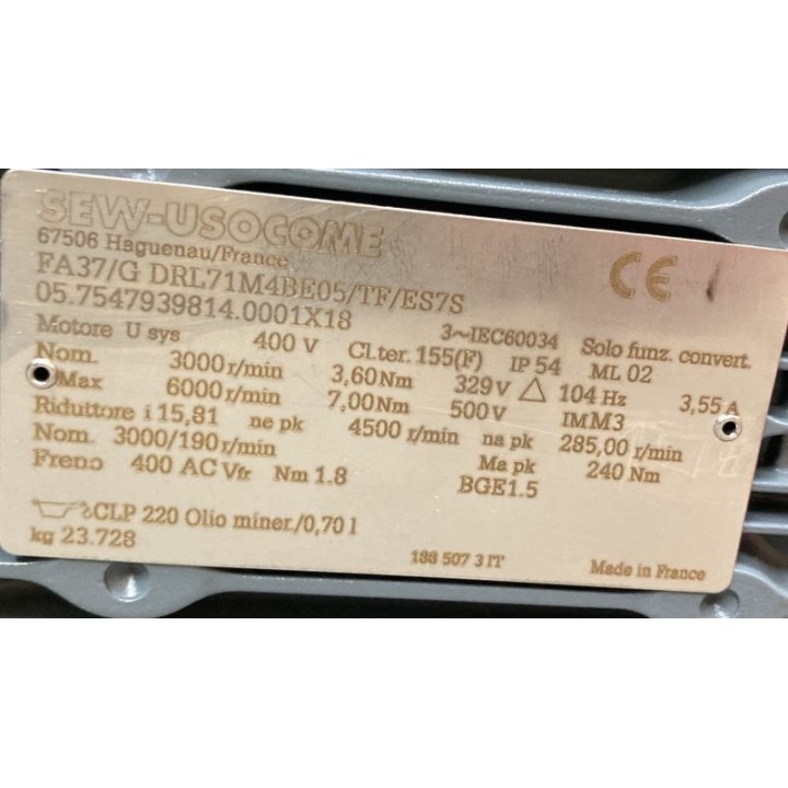 Moteur SEW FA37/G DRL71M4BE05/TF/ES7S