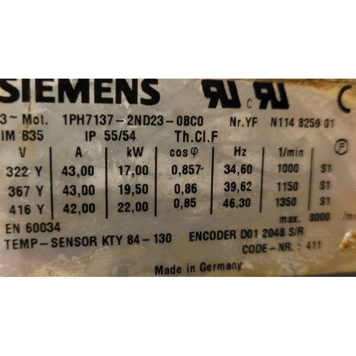 Moteur révisé SIEMENS 1PH7137-2ND23-0BC0