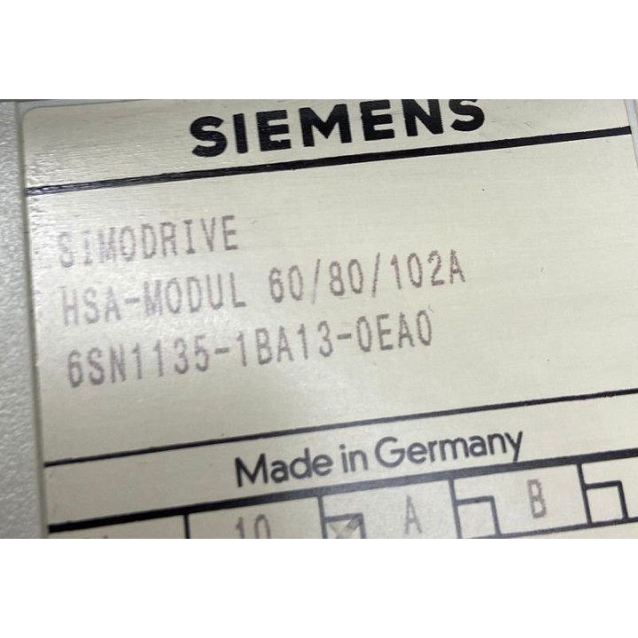 SIMODRIVE HSA-MODUL 60/80/102A SIEMENS 6SN1135-1BA13-0EA0