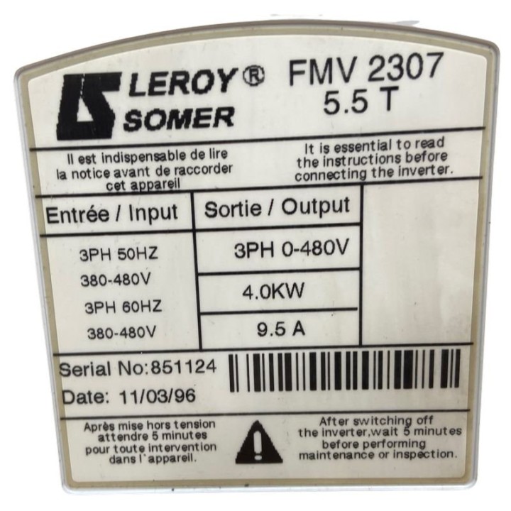 Variateur LEROY SOMER FMV2307 5.5T