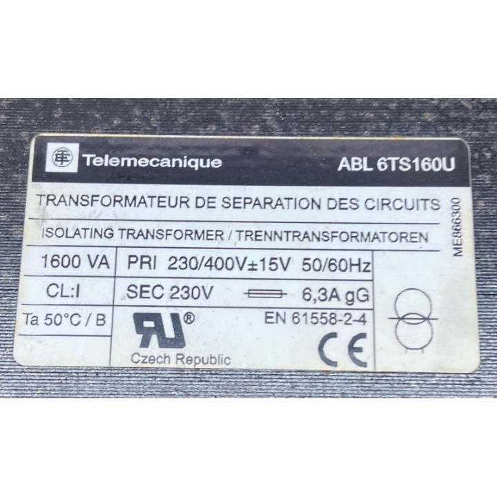 Transfo d'isolement 1600VA TELEMECANIQUE ABL6TS160U 230/400