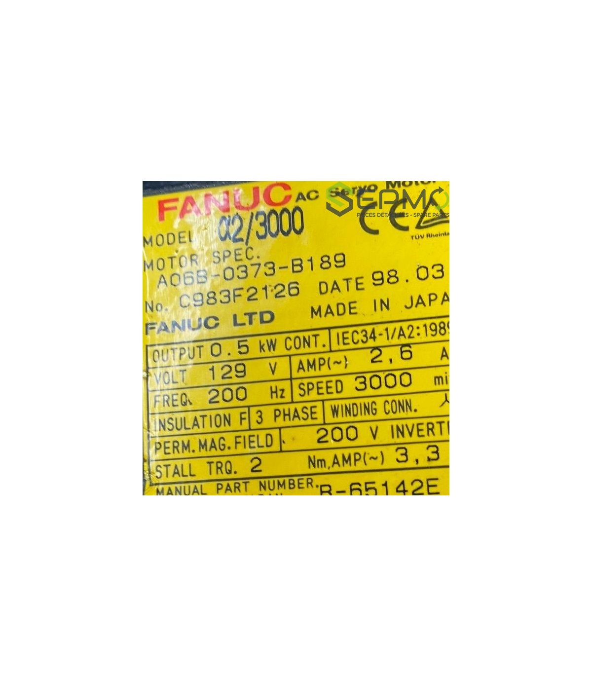Moteur Fanuc A06b 0373 B1 Avec Codeur Fanuc A860 0370 T012 Moteur Fanuc A06b 0373 B1 Avec Codeur Fanuc A860 0370 T012