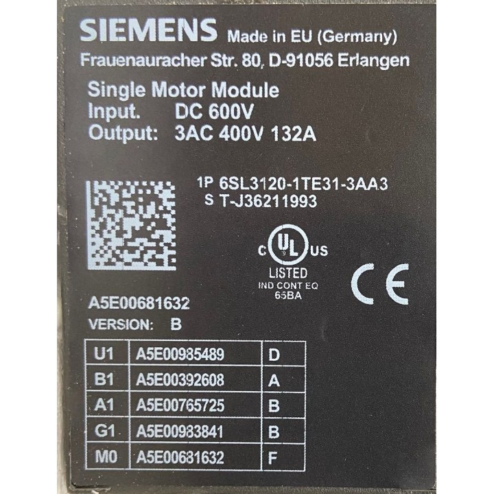 SIEMENS 6SL3120-1TE31-3AA3