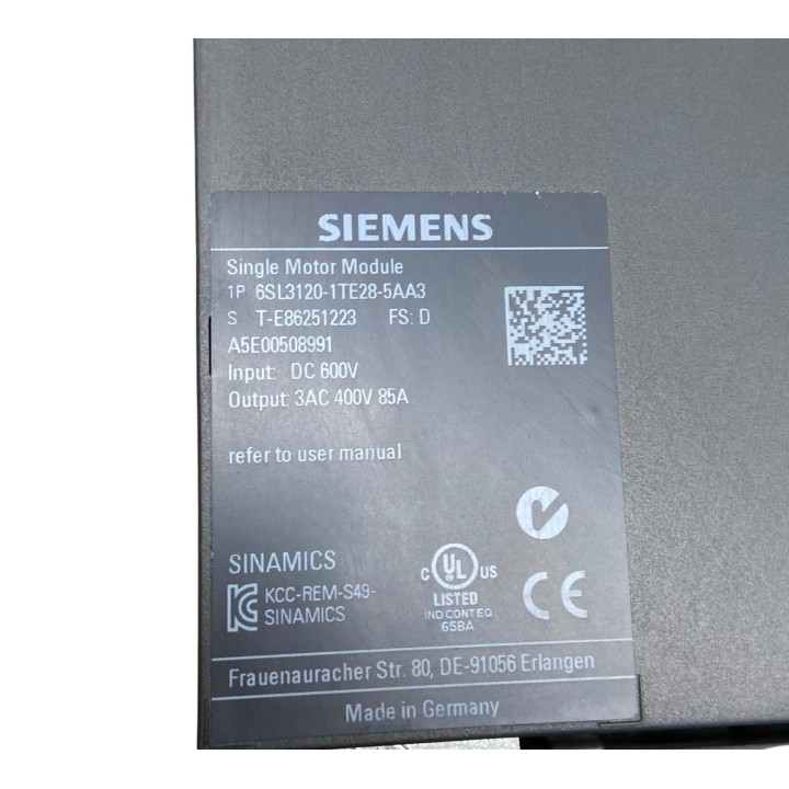 SINGLE MOTOR MODULE SIEMENS 6SL3120-1TE28-5AA3