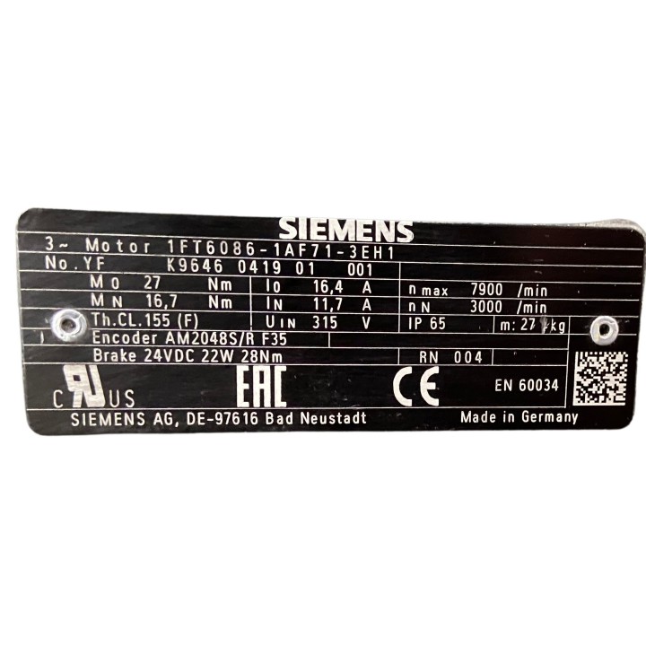 Moteur SIEMENS 1FT6086-1AF71-3EH1