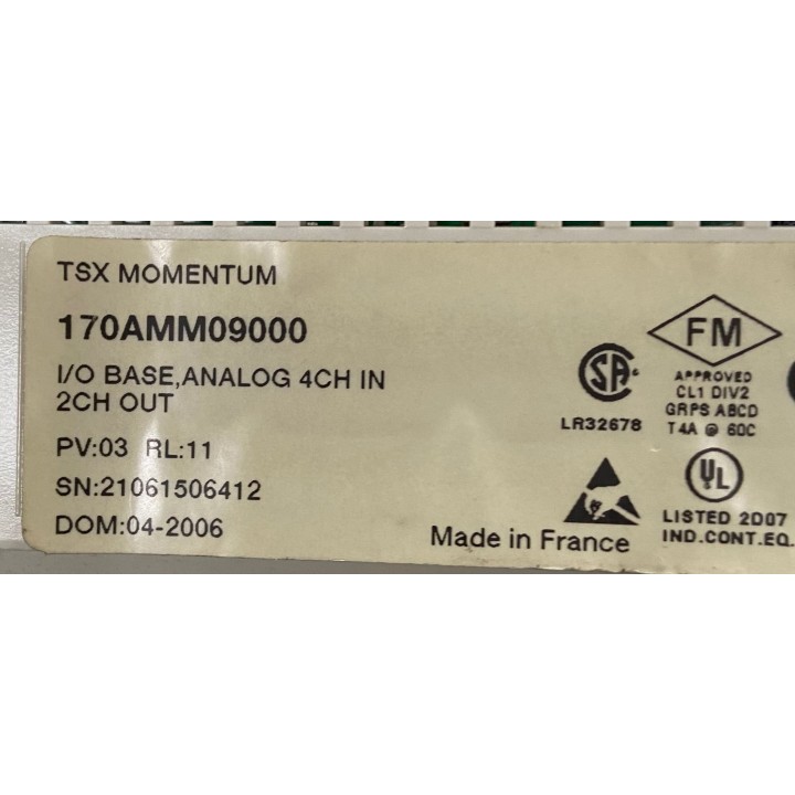 SCHNEIDER 170AMM09000 I/O base analog 4ch IN 2ch out