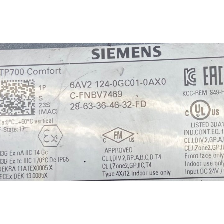 TP 700 comfort SIEMENS 6AV2124-0GC01-0AX0