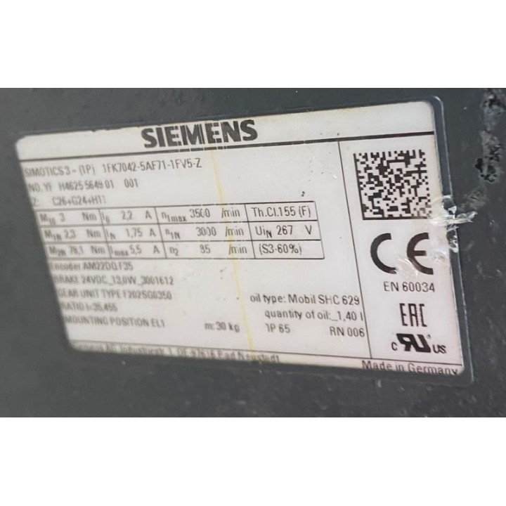 SIMOTICS 3 SIEMENS 1FK7042-5AF71-1FV5-Z Z: C26+G24+H11