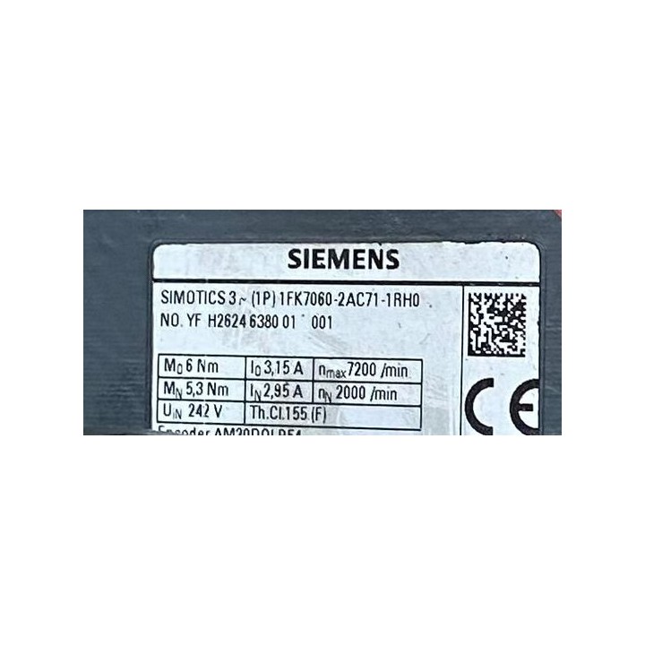 Moteur SIMOTICS 3 SIEMENS 1FK7060-2AC71-1RH0