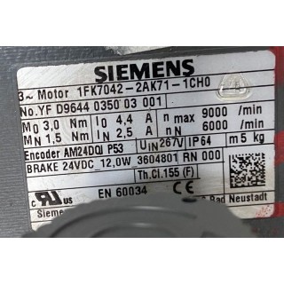 Moteur SIEMENS 1FK7042-2AK71-1CH0