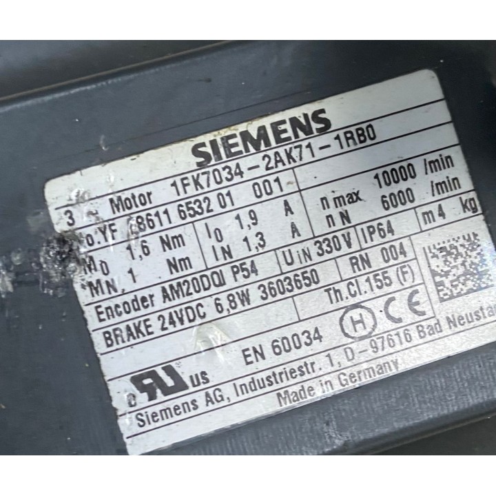 Moteur SIEMENS 1FK7034-2AK71-1RB0