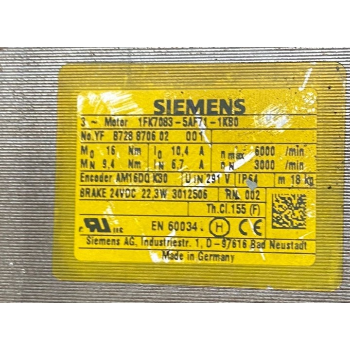 Moteur SIEMENS 1FK7083-5AF71-1KB0