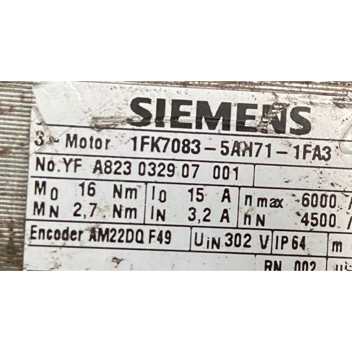 Moteur SIEMENS 1FK7083-5AH71-1FA3