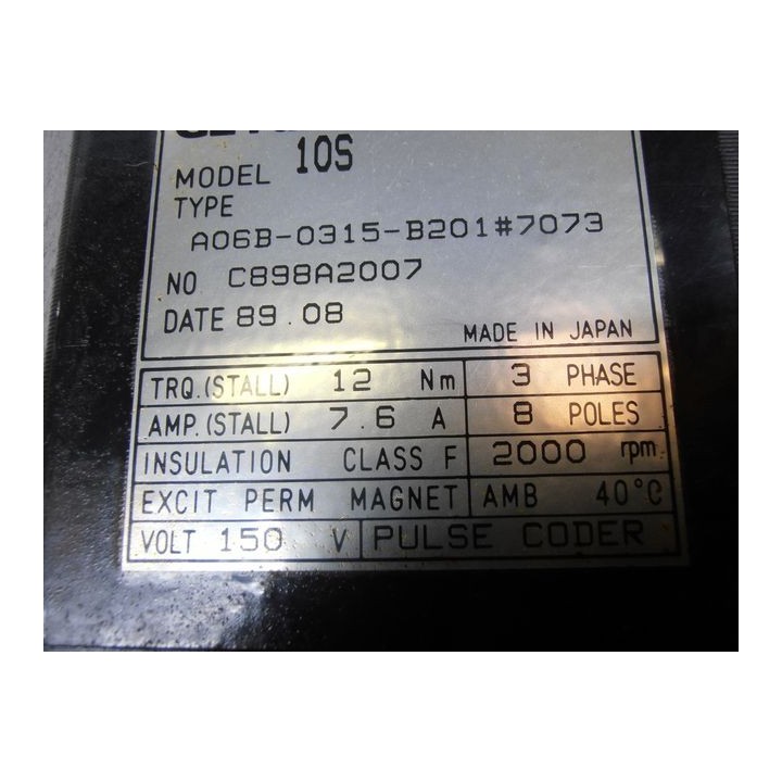 Motor de freno Fanuc modelo 10S A06B-0315-B201 7073