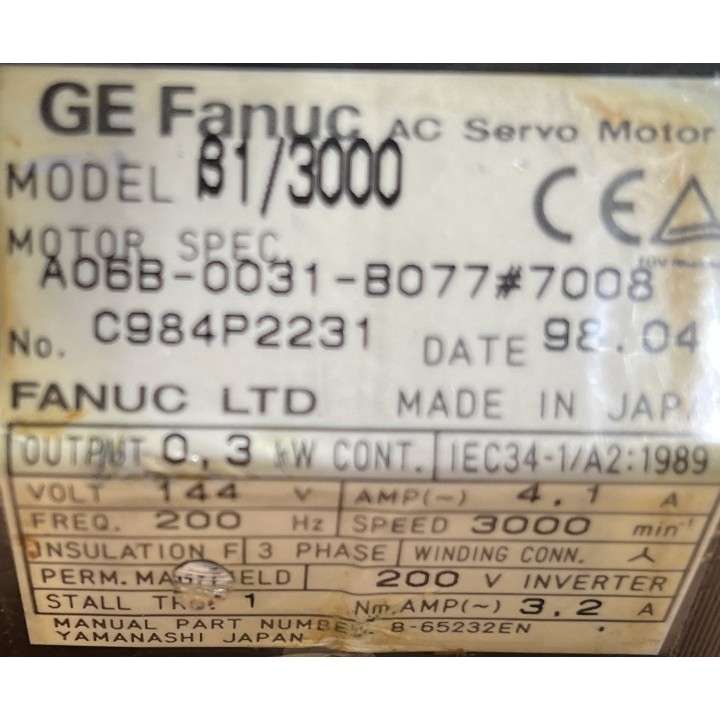 Moteur Fanuc A06B-0031-B077