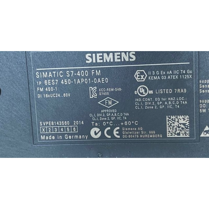 SIMATIC S7 FUNKTIONSMODULE SIMATIC S7 FUNCTION MODULE SIEMENS 6ES7450-1AP00-0AE0