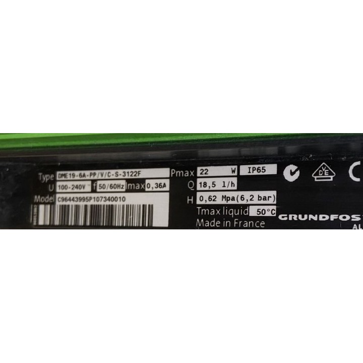 Pompe doseuse GRUNDFOS DME19-6A-PP/V/C-S-3122F 6,2Bar