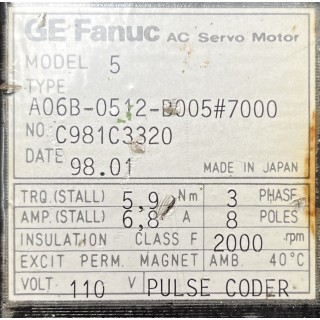 A06B-0512-B005 FANUC Servo Moteur Model 5