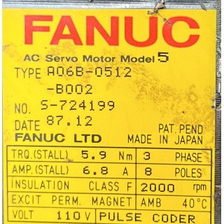 A06B-0512-B002 FANUC Servo Moteur Model 5