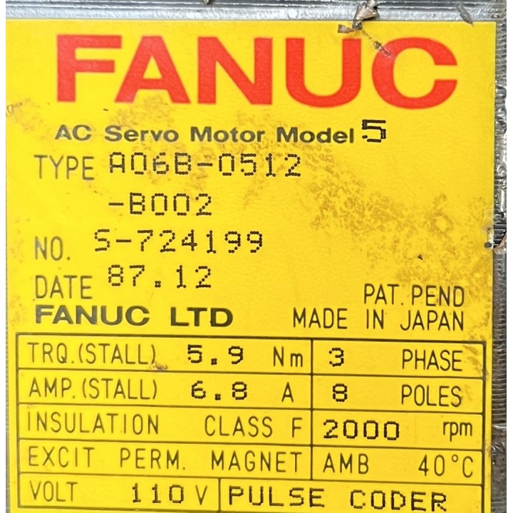 copy of A06B-0512-B005 FANUC Servo Moteur Model 5