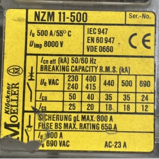 Sectionneur Klockner Moeller NZM 11-500 500A