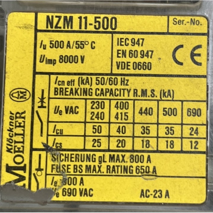 Sectionneur Klockner Moeller NZM 11-500 500A