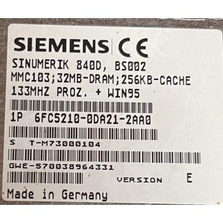 SIEMENS SINUMERIK 840D 6FC5210-0DA21-2AA0