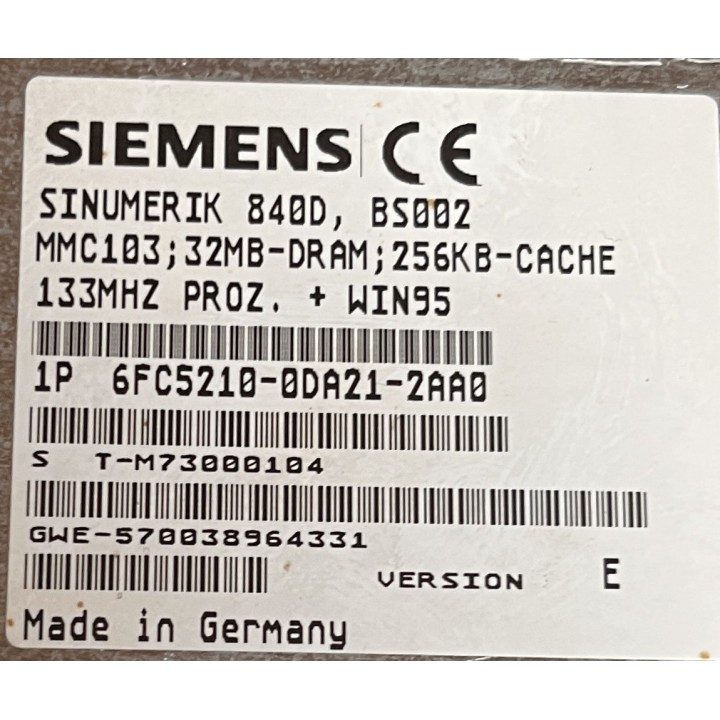 SIEMENS SINUMERIK 840D 6FC5210-0DA21-2AA0