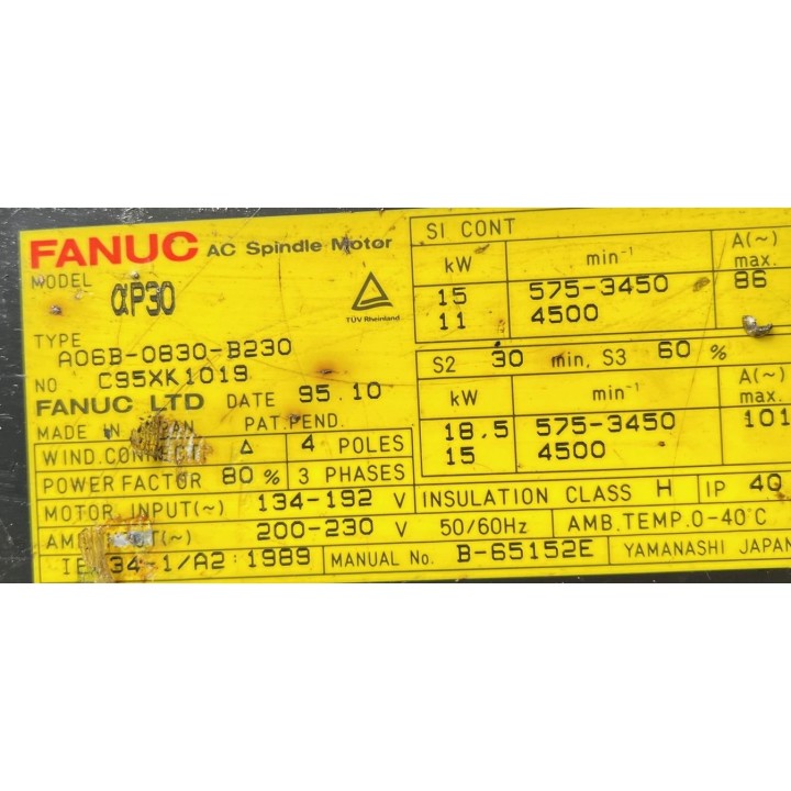 AC Spindle Motor FANUC A06B-0830-B230