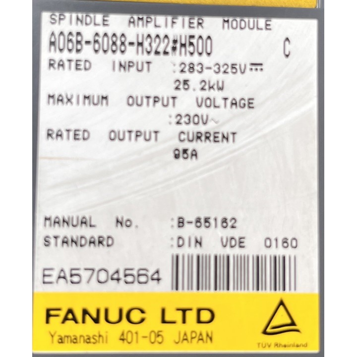 A06B-6088-H322 H500 Variateur de broche Fanuc SPM22 Type II