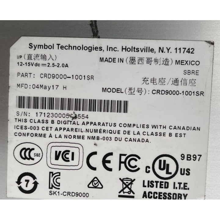 Scanner MC9090-GJ0JBEGA2WR avec base CRD9000-1001SR