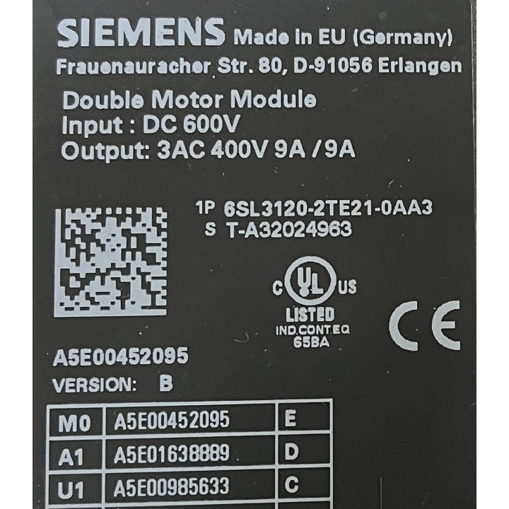 Double motor module SIEMENS 6SL3120-2TE21-0AA3