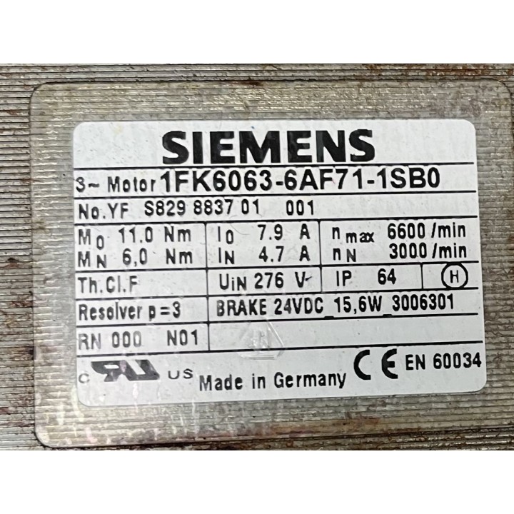 Moteur SIEMENS 1FK6063-6AF71-1SB0