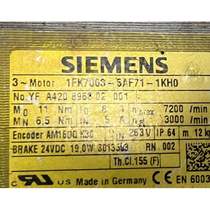 Moteur SIEMENS 1FK7063-5AF71-1KH0