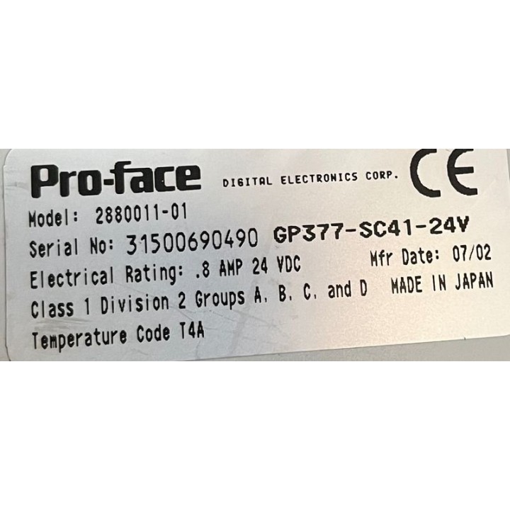 Pupitre Pro-face model 2880011-01 Pro-face GP377-SC41-24V