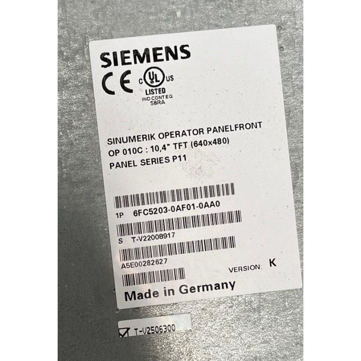 SINUMERIK OPERATOR PANELFRONT OP010C SIEMENS 6FC5203-0AF01-0AA0