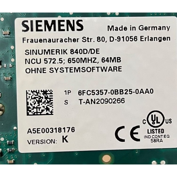 SIEMENS SINUMERIK 840D 6FC5357-0BB25-0AA0 NCU 572.5