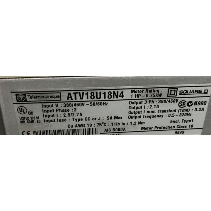 Variateur ALTIVAR TELEMECANIQUE ATV18U18N4