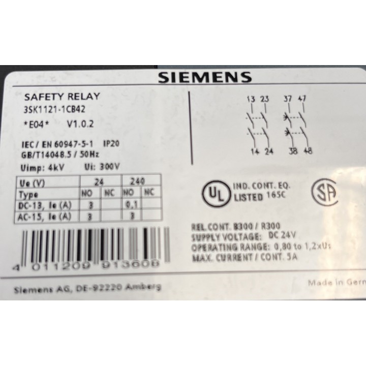 Relais de sécurité Siemens 3SK1121-1CB42