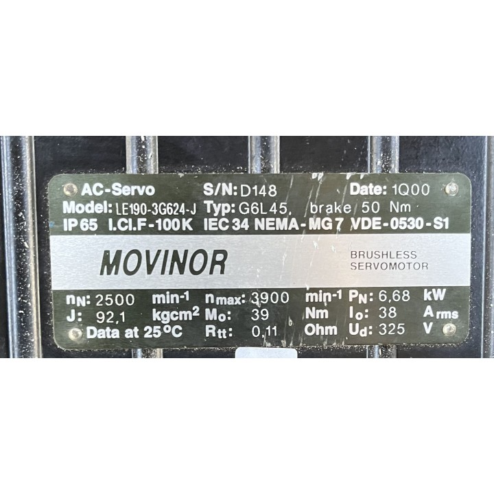 BRUSHLESS SERVOMOTOR MOVINOR LE190-3G624-J type G6L45